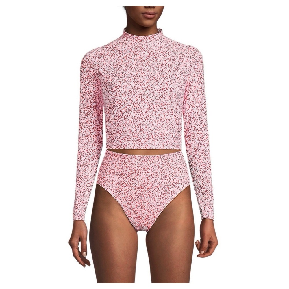 Land's End Women's SunShade UPF 50 Long Sleeve Cropped Rash Guard XL (18) Floral - Picture 2 of 8